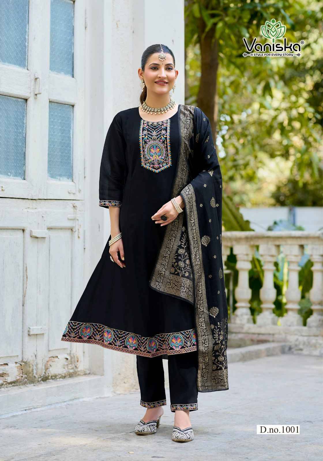 ANARKALI VOL.1 By VANISKA 1001 To 1006 Series Beautiful Festive Suits Colorful Stylish Fancy Ethnic Wear CHANDERI Embroidery Dresses At Wholesale Price